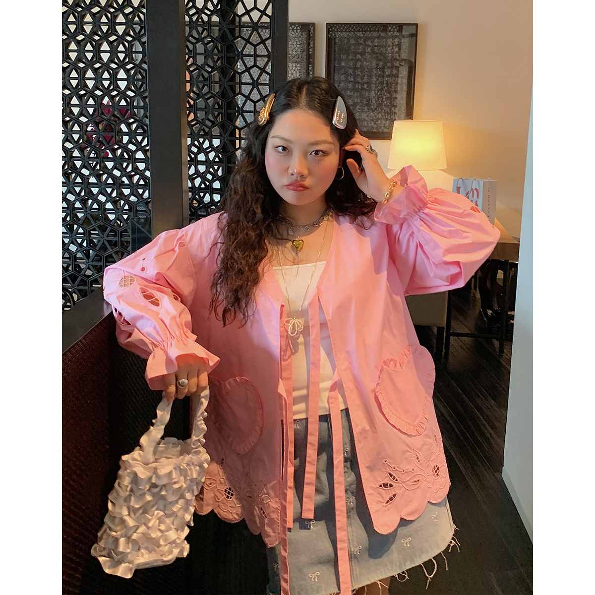 Embroidered Pocket Shirt Jacket for Women - Unique Spring Summer 2025 Fashion Top, Age-Reducing Style Embroidered Pocket Shirt Jacket for Women - Unique Spring Summer 2025 Fashion Top, Age-Reducing Style