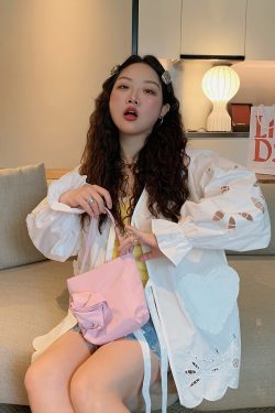 Embroidered Pocket Shirt Jacket for Women - Unique Spring Summer 2025 Fashion Top, Age-Reducing Style