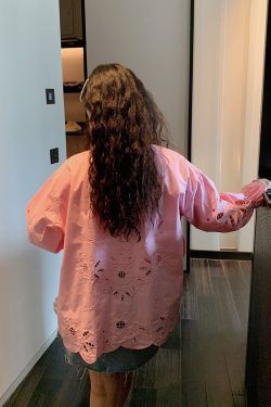 Embroidered Pocket Shirt Jacket for Women - Unique Spring Summer 2025 Fashion Top, Age-Reducing Style