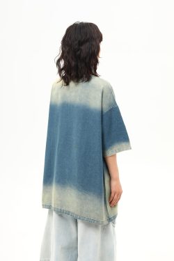 Embroidered Retro Washed Denim Short-Sleeve T-Shirt for Women - High-End Summer Fashion Trend