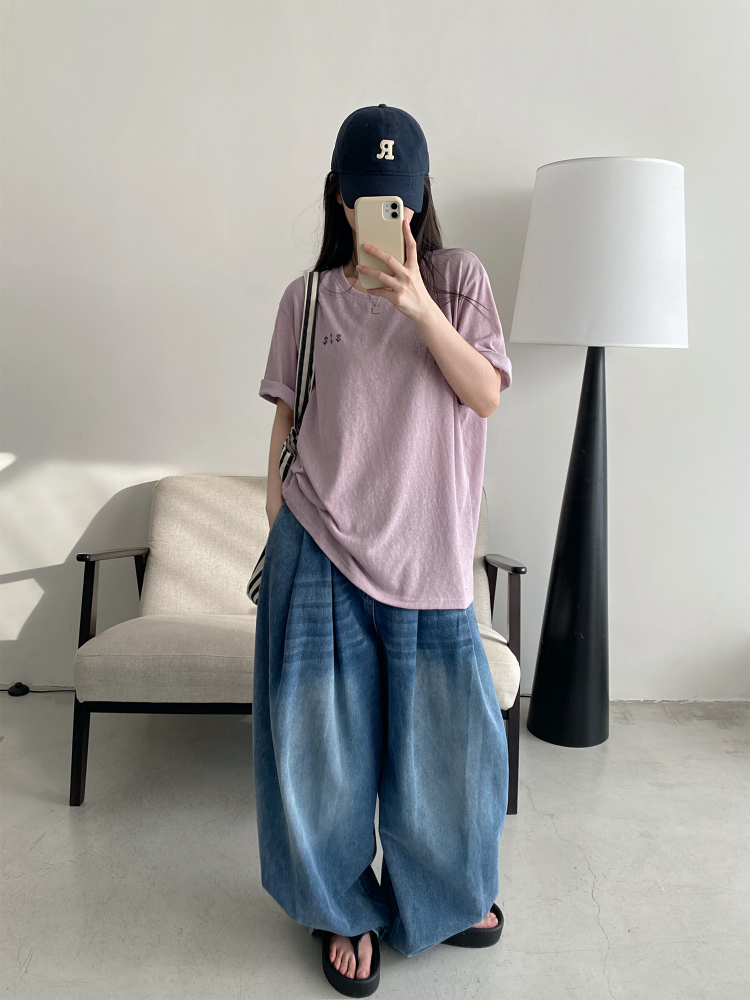 Energetic Rose Print Cotton T-shirt in Japanese Style with Sun Grapefruit and Snowflake Design - Loose Casual Versatile Top Energetic Rose Print Cotton T-shirt in Japanese Style with Sun Grapefruit and Snowflake Design - Loose Casual Versatile Top