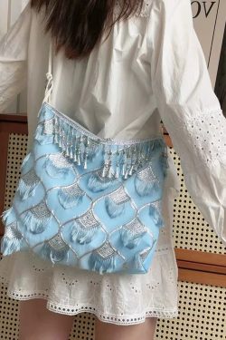 Ethnic Han Element Crossbody Bag - Large Capacity Miaojiang Hanfu Shoulder Tote for Daily Style 2025