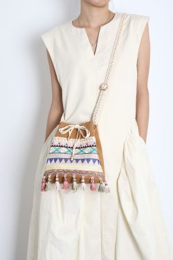 Ethnic Style Bucket Bag - Versatile Crossbody for Travel, Yunnan & Tibet Inspired, Cute Vacation Accessory
