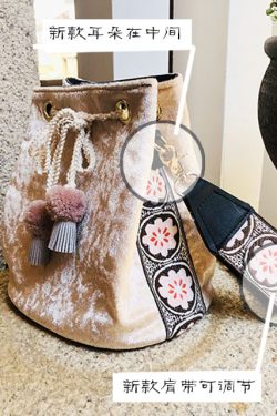 Ethnic Style Embroidered Velvet Bucket Bag for Women - Trendy Crossbody Handbag for Autumn/Winter 2024 Fashion