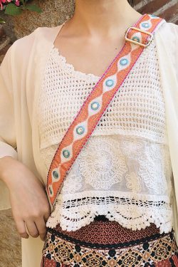 Ethnic Style Embroidered Wide Strap Bag Accessory - Adjustable Shoulder and Crossbody Strap for Versatile Use