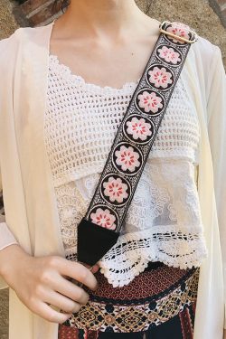 Ethnic Style Embroidered Wide Strap Bag Accessory - Adjustable Shoulder and Crossbody Strap for Versatile Use