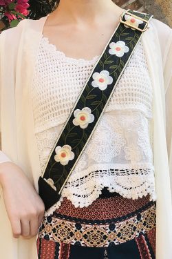 Ethnic Style Embroidered Wide Strap Bag Accessory - Adjustable Shoulder and Crossbody Strap for Versatile Use