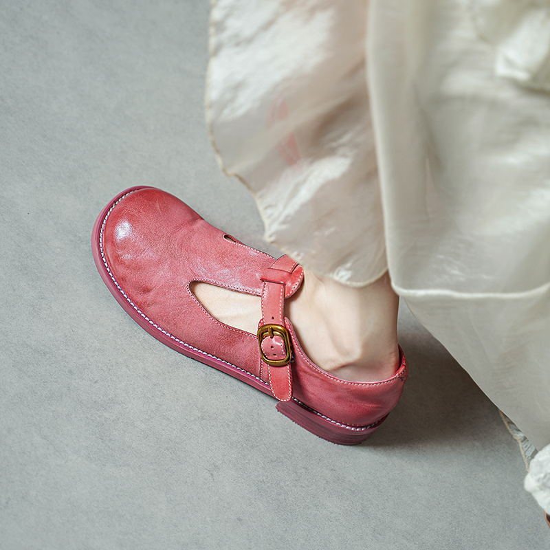 Exquisite Genuine Leather Round-Toe Flat Shoes in Washed Horse Leather - Italian Style Classic Footwear for Effortless Elegance Exquisite Genuine Leather Round-Toe Flat Shoes in Washed Horse Leather - Italian Style Classic Footwear for Effortless Elegance