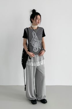 Faded Multicolor Printed T-Shirt for Women - Summer Spliced Flutter Sleeve Short Sleeve Top in Black, White, and Gray