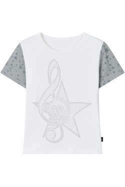 Faded Multicolor Printed T-Shirt for Women - Summer Spliced Flutter Sleeve Short Sleeve Top in Black, White, and Gray
