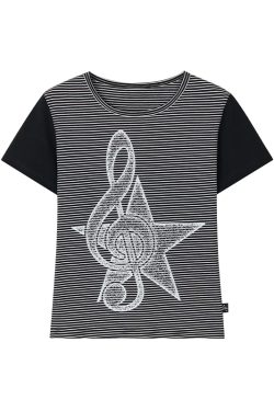 Faded Multicolor Printed T-Shirt for Women - Summer Spliced Flutter Sleeve Short Sleeve Top in Black, White, and Gray