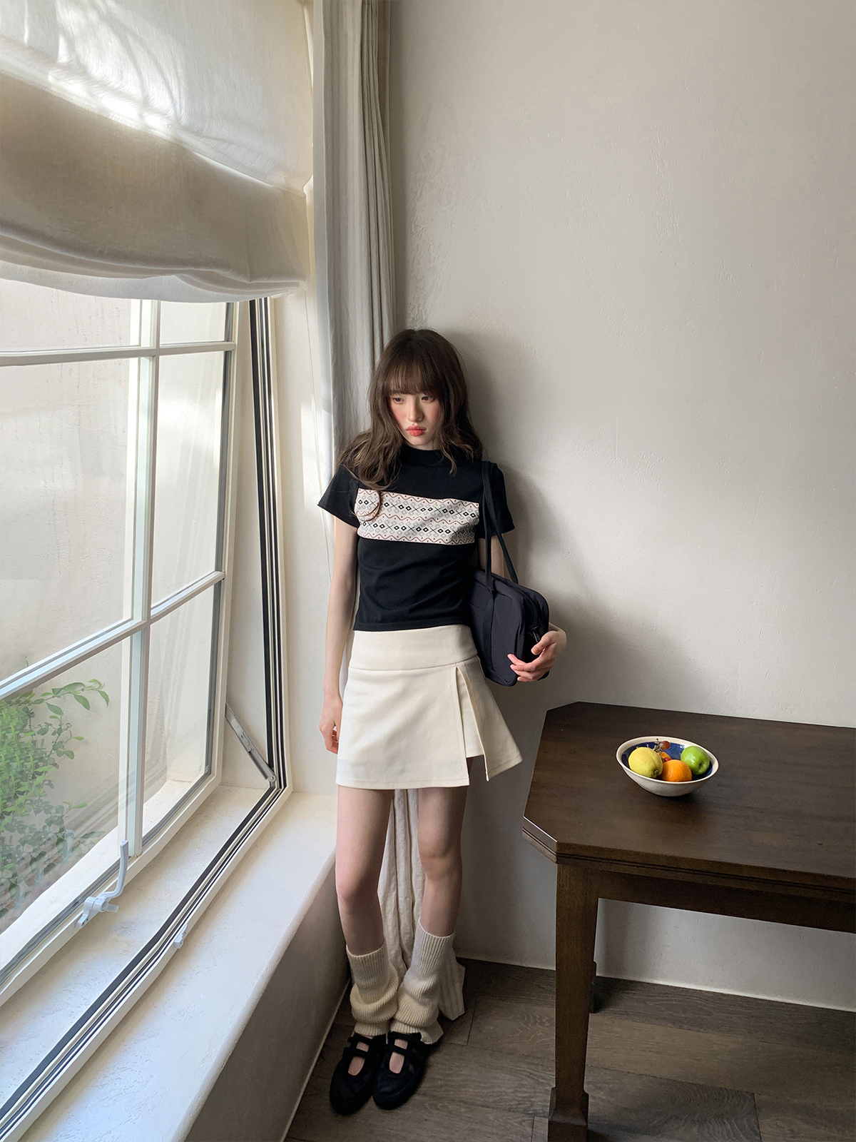 Fair Isle Geometric Jacquard Short-Sleeve T-Shirt for Women, Slim Fit Flattering Summer Style, Trendy Knit Top Fair Isle Geometric Jacquard Short-Sleeve T-Shirt for Women, Slim Fit Flattering Summer Style, Trendy Knit Top