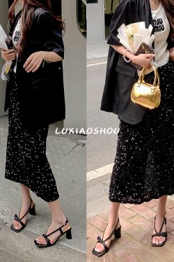 Fairy Square Head Bowknot Chunky Heeled Sandals with One Strap - French Style White Heels for Chic Summer Outfits