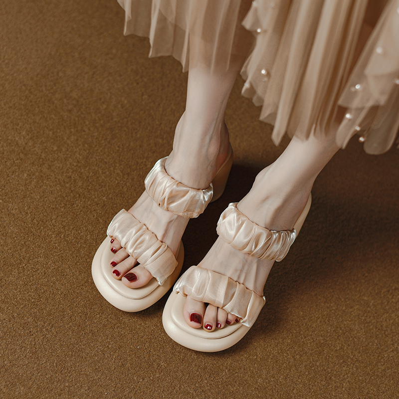 Fashionable Chunky High Heel Slide Sandals for Women - Comfortable Mesh Design, Versatile Style for Everyday Wear Fashionable Chunky High Heel Slide Sandals for Women - Comfortable Mesh Design, Versatile Style for Everyday Wear