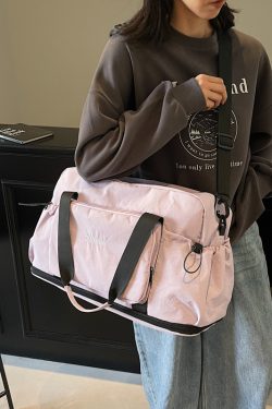 Fashionable Foldable Short Trip Bag for Women - Large Capacity Business Tote with Dry Wet Separation for Travel and Fitness