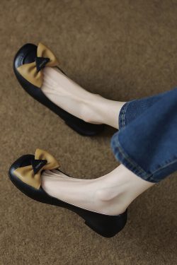 Fashionable Women's Genuine Leather Slip-On Flats with French Round-Toe and Bowknot Detail - Italian Style Shoes