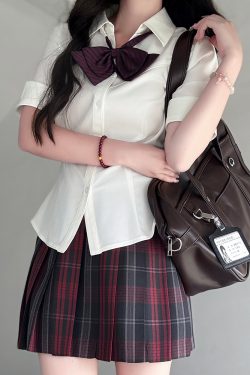 Fitted Short Sleeve Pudding Bear JK Uniform Blouse - Summer Japanese School Style Women's Top for Y2K and Kawaii Fashion