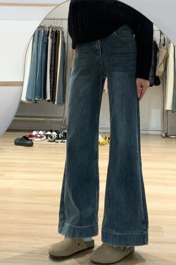 Flared Bell-Bottom Jeans for Petite Pear-Shaped Figures - Loose-Fitting Non-Sticking Pants for Thick Thighs and Wide Hips