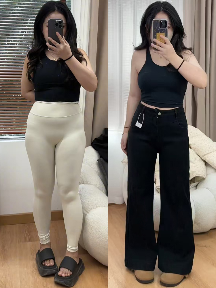 Flared Bell-Bottom Pants for Pear-Shaped Figures, Loose-Fitting Wide-Leg Black Denim Jeans for Women Flared Bell-Bottom Pants for Pear-Shaped Figures, Loose-Fitting Wide-Leg Black Denim Jeans for Women