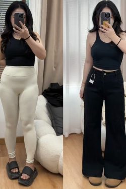 Flared Bell-Bottom Pants for Pear-Shaped Figures, Loose-Fitting Wide-Leg Black Denim Jeans for Women