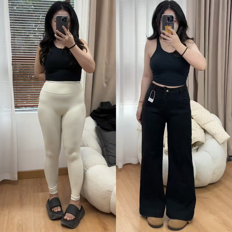 Flared Bell-Bottom Pants for Pear-Shaped Figures, Loose-Fitting Wide-Leg Black Denim Jeans for Women Flared Bell-Bottom Pants for Pear-Shaped Figures, Loose-Fitting Wide-Leg Black Denim Jeans for Women