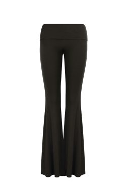 Flared Waist Knitted Ribbed Slim-Fit Pants - Y2K Style, Comfortable Fashionable Trousers for Effortless Everyday Wear