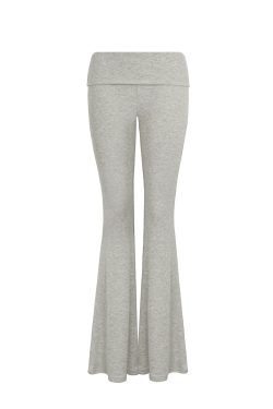 Flared Waist Knitted Ribbed Slim-Fit Pants - Y2K Style, Comfortable Fashionable Trousers for Effortless Everyday Wear