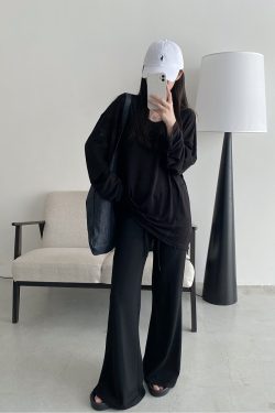 Flared Yoga Pants for Women - Sun Grapefruit Modal, Relaxed Fit Casual Long Pants, Spring Summer Style, Comfortable Activewear