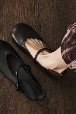 Flat Mary Jane Shoes for Women, 2025 Spring Summer Collection, Top Layer Cowhide, Round Toe, Soft Bottom, Casual Comfort