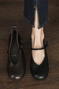 Flat Mary Jane Shoes for Women, 2025 Spring Summer Collection, Top Layer Cowhide, Round Toe, Soft Bottom, Casual Comfort