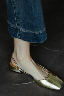 Flat Open-Toe Chunky Low-Heeled Sandals for Women - Backless Square Toe Design, Italian Style, Trendy Summer Footwear