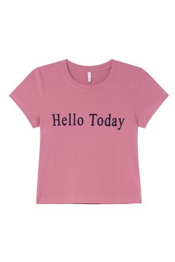 Flocked Letter Printed Short Sleeve T-Shirt for Women - Summer 2025 Slim Fit Casual Top - Trendy Y2K Style