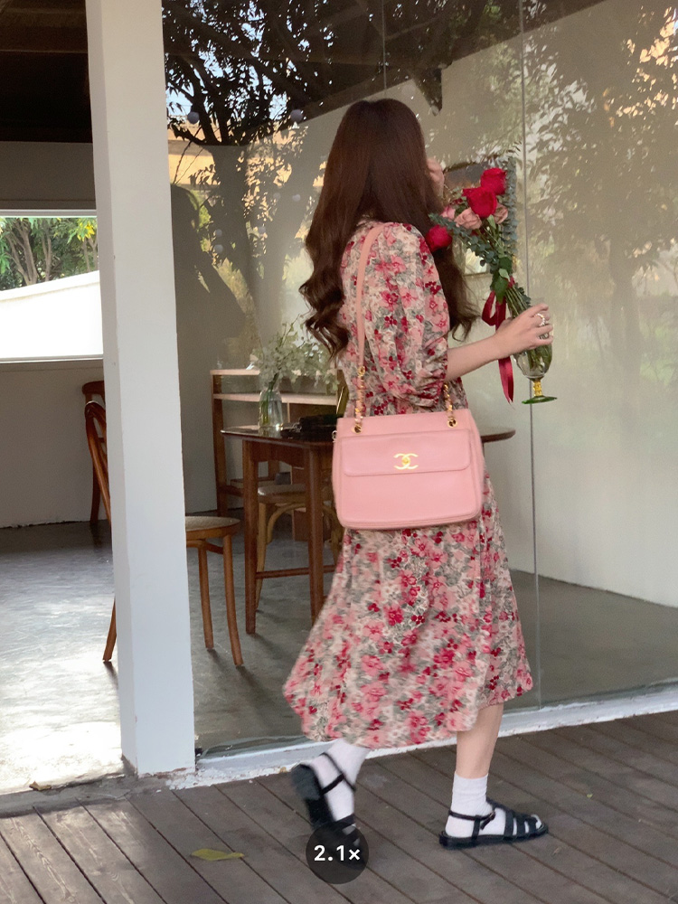 Flora Honey Red Retro Floral Short Sleeve Dress for Women - Summer Puff Sleeve Vintage Style Flora Honey Red Retro Floral Short Sleeve Dress for Women - Summer Puff Sleeve Vintage Style