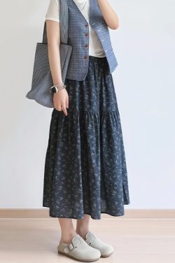 Floral A-Line Midi Skirt for Women, Plus Size Summer Skirt for Pear-Shaped Bodies, Trendy 2025 Fashion Piece