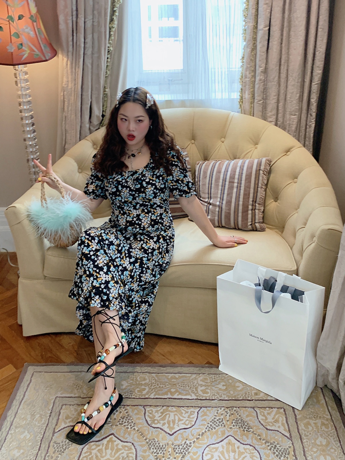 Floral Backless Dress for Women, Plus Size, 2025 Spring Summer Collection, Niche Design, Elegant French Style Floral Backless Dress for Women, Plus Size, 2025 Spring Summer Collection, Niche Design, Elegant French Style