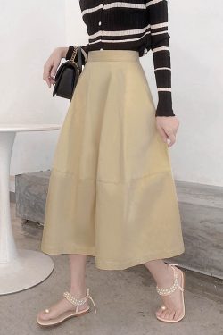 Floral Bud High-Waisted Flare Skirt - Slimming Mid-Length Commuter Style for Spring/Summer 2025