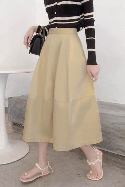 Floral Bud High-Waisted Flare Skirt - Slimming Mid-Length Commuter Style for Spring/Summer 2025