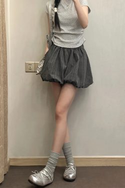 Floral Bud Plaid Skirt Pants for Women - Summer Gray Shorts, Hip-Hiding Slimming Design, Plus Size, Petite Style