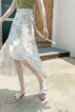 Floral Chiffon Fish Tail One-Piece Dress - Women’s Summer Bodycon Wrap Skirt with Irregular Ruffle for Beach Style