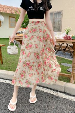 Floral Chiffon Fish Tail One-Piece Dress - Women’s Summer Bodycon Wrap Skirt with Irregular Ruffle for Beach Style