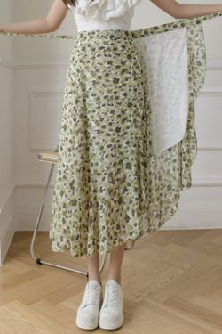 Floral Chiffon Fish Tail One-Piece Dress - Women’s Summer Bodycon Wrap Skirt with Irregular Ruffle for Beach Style