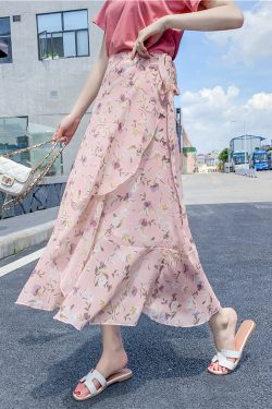 Floral Chiffon Fish Tail One-Piece Dress - Women’s Summer Bodycon Wrap Skirt with Irregular Ruffle for Beach Style