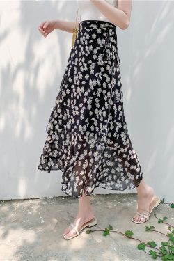 Floral Chiffon Fish Tail One-Piece Dress - Women’s Summer Bodycon Wrap Skirt with Irregular Ruffle for Beach Style