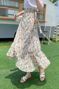 Floral Chiffon Fish Tail One-Piece Dress - Women’s Summer Bodycon Wrap Skirt with Irregular Ruffle for Beach Style