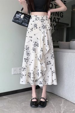 Floral Chiffon Fish Tail One-Piece Dress - Women’s Summer Bodycon Wrap Skirt with Irregular Ruffle for Beach Style