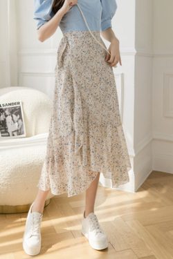 Floral Chiffon Fish Tail One-Piece Dress - Women’s Summer Bodycon Wrap Skirt with Irregular Ruffle for Beach Style