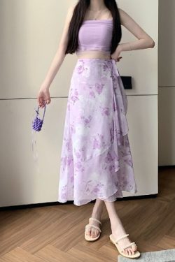 Floral Chiffon Irregular Fishtail Skirt for Women - Summer One-Piece Ruffle Split Skirt in Trendy Floral Design