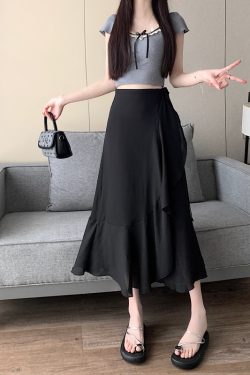 Floral Chiffon Irregular Fishtail Skirt for Women - Summer One-Piece Ruffle Split Skirt in Trendy Floral Design