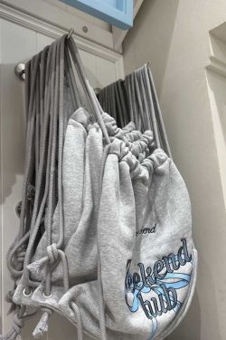 Floral Drawstring Small Backpack - Casual Canvas Tote Bag with Large Capacity for Commuting - Trendy Niche Design