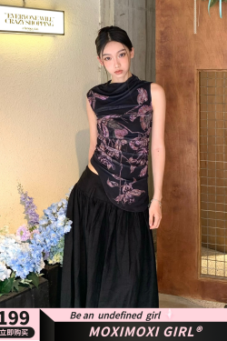 Floral Elastic Mesh Vest Top with Wrinkled Slim Fit for a Desert Island Night, Perfect for Y2K and Current Trends